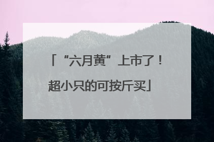“六月黄”上市了！超小只的可按斤买