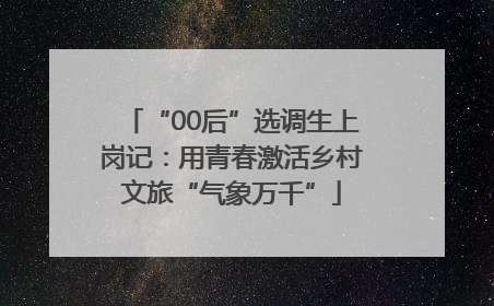 “00后”选调生上岗记：用青春激活乡村文旅“气象万千”