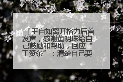 王自如离开格力后首发声，感谢董明珠给自己鼓励和帮助，回应“工资条”：清楚自己要什么，工资条不重要