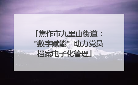 焦作市九里山街道：“数字赋能”助力党员档案电子化管理