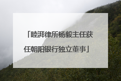 睦湃律所杨毅主任获任朝阳银行独立董事