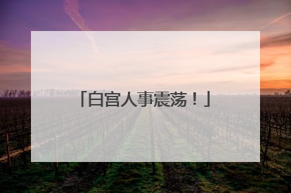 白宫人事震荡！