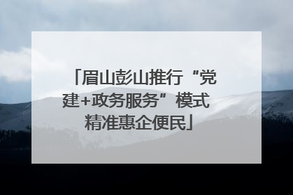 眉山彭山推行“党建+政务服务”模式 精准惠企便民