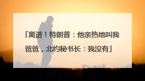 离谱！特朗普：他亲热地叫我爸爸，北约秘书长：我没有