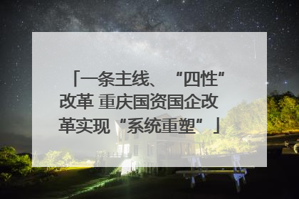 一条主线、“四性”改革 重庆国资国企改革实现“系统重塑”