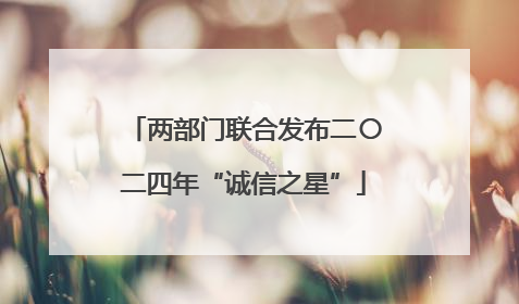 两部门联合发布二〇二四年“诚信之星”