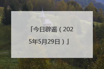今日辟谣（2025年5月29日）