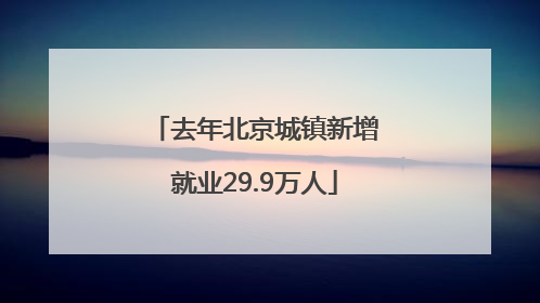 去年北京城镇新增就业29.9万人
