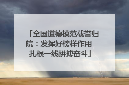 全国道德模范载誉归皖：发挥好榜样作用 扎根一线拼搏奋斗