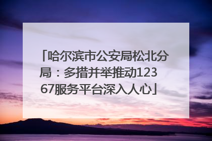 哈尔滨市公安局松北分局：多措并举推动12367服务平台深入人心