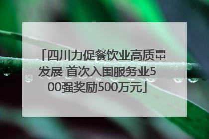 四川力促餐饮业高质量发展 首次入围服务业500强奖励500万元