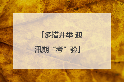 多措并举 迎汛期“考”验