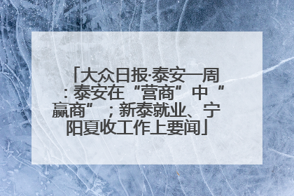 大众日报·泰安一周：泰安在“营商”中“赢商”；新泰就业、宁阳夏收工作上要闻