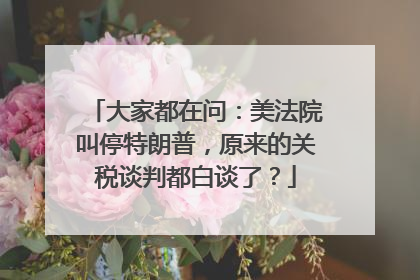 大家都在问：美法院叫停特朗普，原来的关税谈判都白谈了？