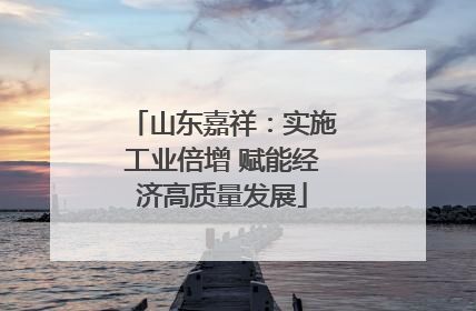 山东嘉祥：实施工业倍增 赋能经济高质量发展