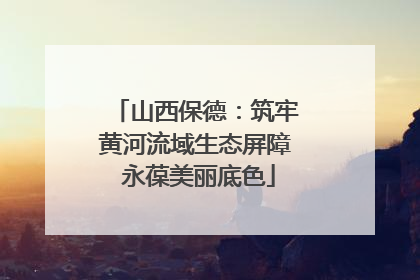 山西保德：筑牢黄河流域生态屏障 永葆美丽底色