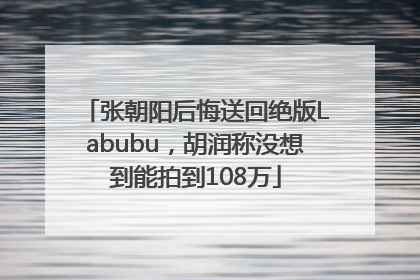 张朝阳后悔送回绝版Labubu，胡润称没想到能拍到108万