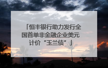 恒丰银行助力发行全国首单非金融企业美元计价“玉兰债”