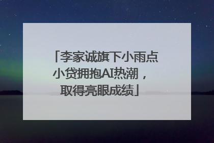 李家诚旗下小雨点小贷拥抱AI热潮，取得亮眼成绩