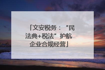 文安税务：“民法典+税法”护航企业合规经营
