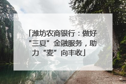 潍坊农商银行：做好“三夏”金融服务，助力“麦”向丰收