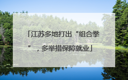 江苏多地打出“组合拳”，多举措保障就业