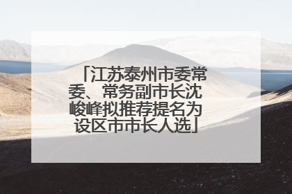 江苏泰州市委常委、常务副市长沈峻峰拟推荐提名为设区市市长人选