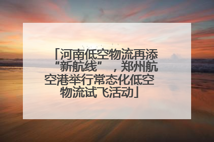河南低空物流再添“新航线”，郑州航空港举行常态化低空物流试飞活动