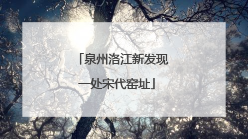 泉州洛江新发现一处宋代窑址
