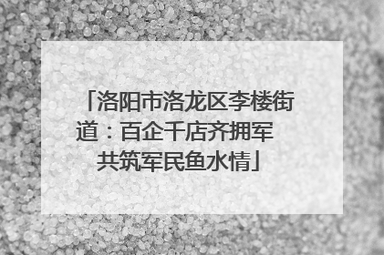 洛阳市洛龙区李楼街道：百企千店齐拥军 共筑军民鱼水情