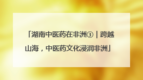 湖南中医药在非洲③｜跨越山海，中医药文化浸润非洲