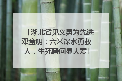 湖北省见义勇为先进邓章明：六米深水勇救人，生死瞬间显大爱