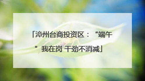 漳州台商投资区：“端午”我在岗 干劲不消减
