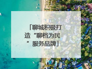 聊城积极打造“聊档为民”服务品牌
