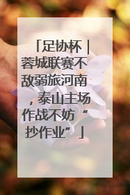 足协杯｜蓉城联赛不敌弱旅河南，泰山主场作战不妨“抄作业”
