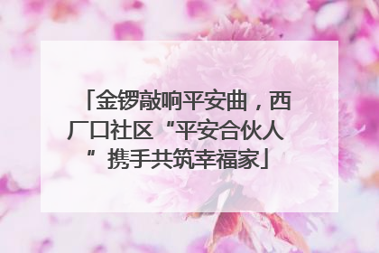 金锣敲响平安曲，西厂口社区“平安合伙人”携手共筑幸福家