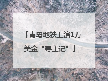 青岛地铁上演1万美金“寻主记”