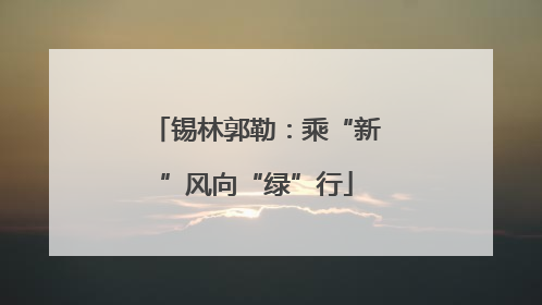 锡林郭勒：乘“新”风向“绿”行