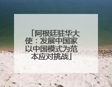 阿根廷驻华大使：发展中国家以中国模式为范本应对挑战