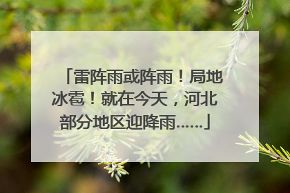 雷阵雨或阵雨！局地冰雹！就在今天，河北部分地区迎降雨……